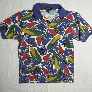 Colours by Alexander Julian Mens Vintage 90s Pop Art Canned Goods Polo Shirt L